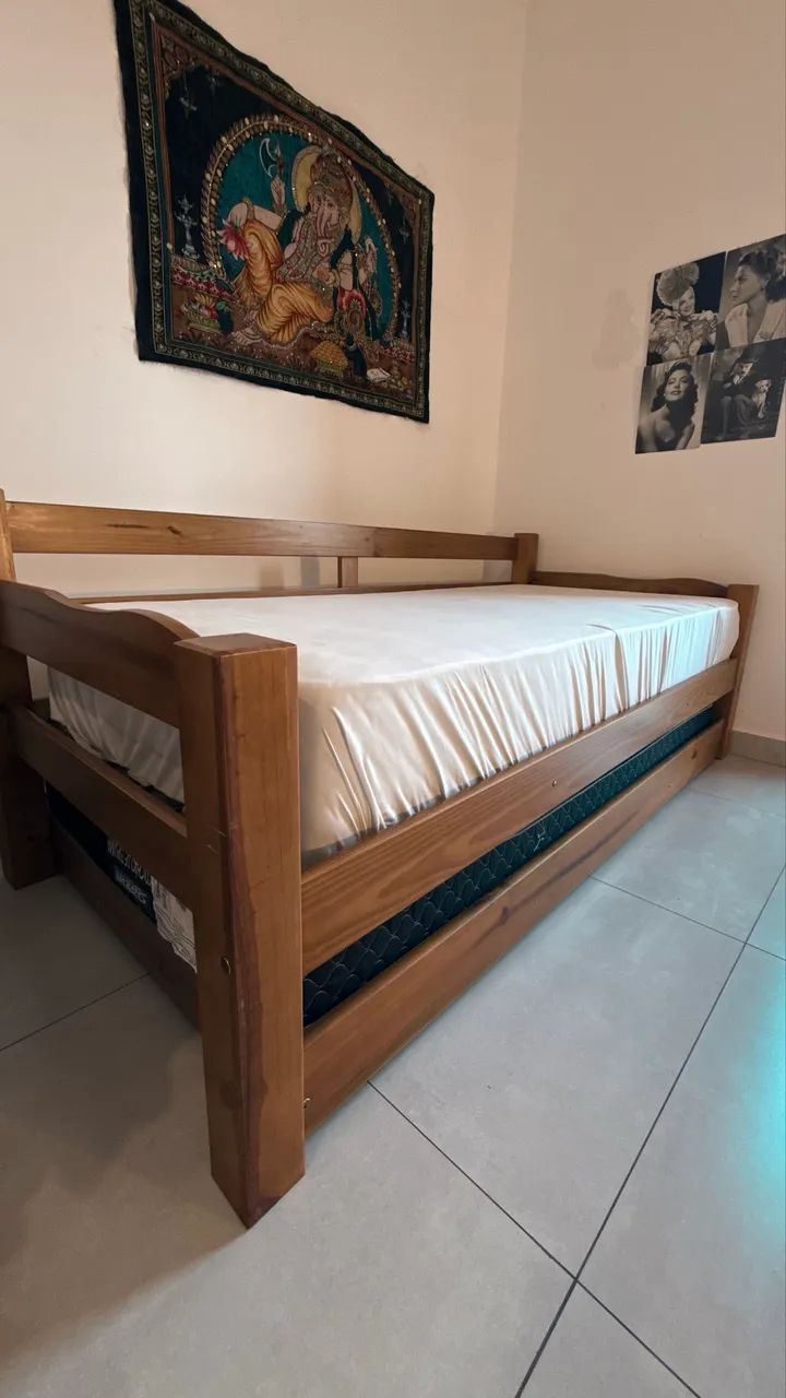 Cama dupla (bicama) madeira maciça. Pode usar como sofá! - Foto 5