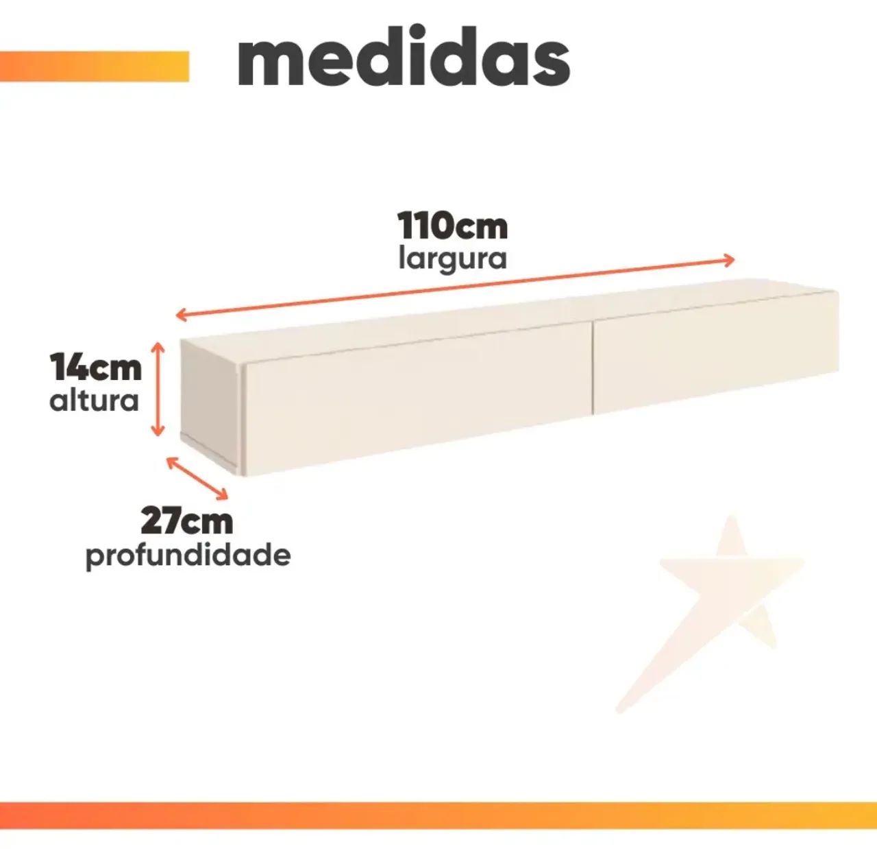 Rack Tv Suspenso - Até 55 polegadas /off white brilhante  - Foto 3