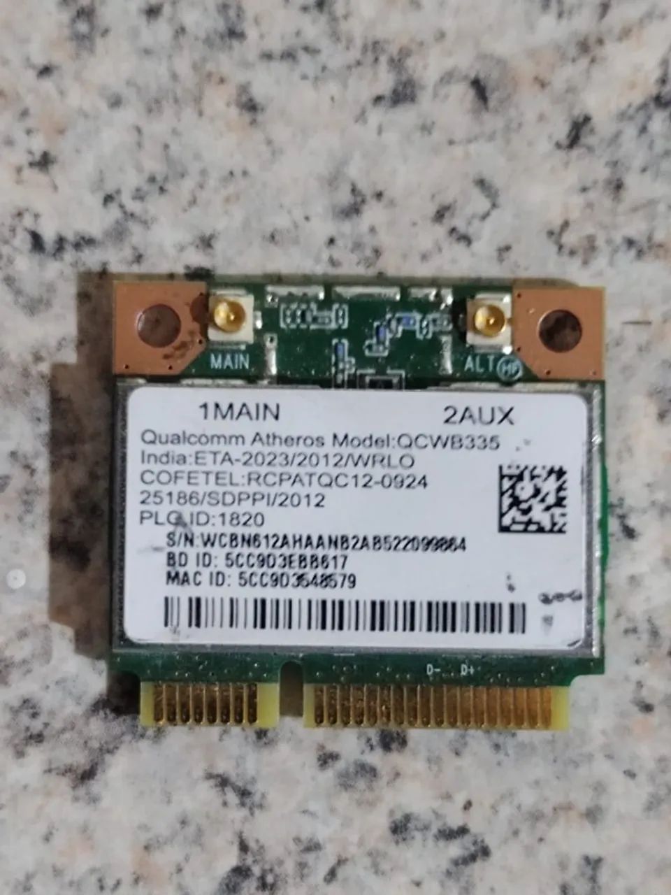 Placa Wifi Wireless Qualcomm Atheros Modelo QCWB335