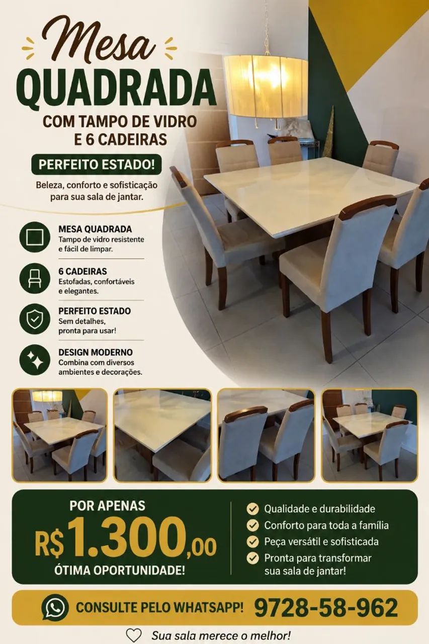 Mesa de jantar com 6 cadeiras