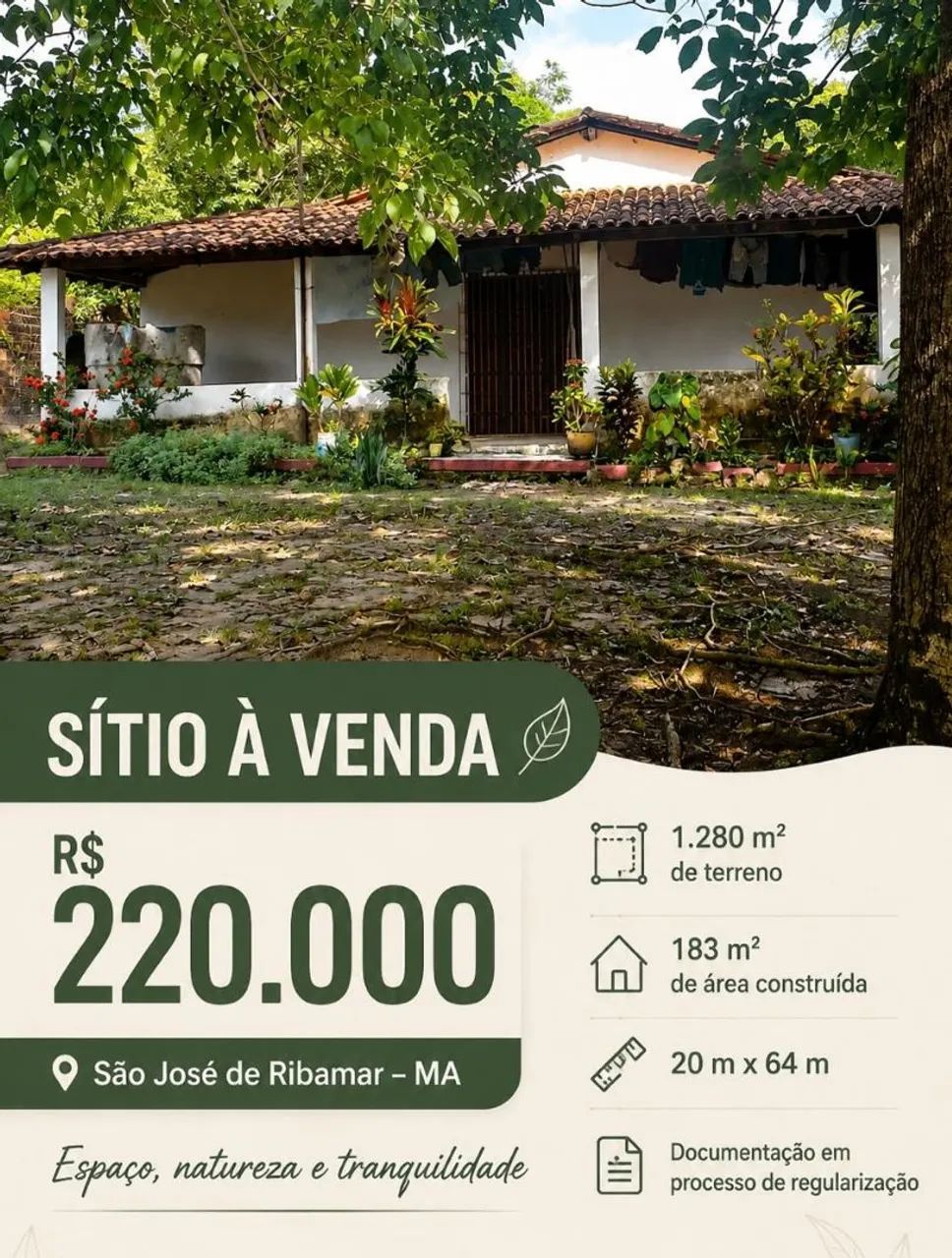 Vendo sítio nu alto do turu 
