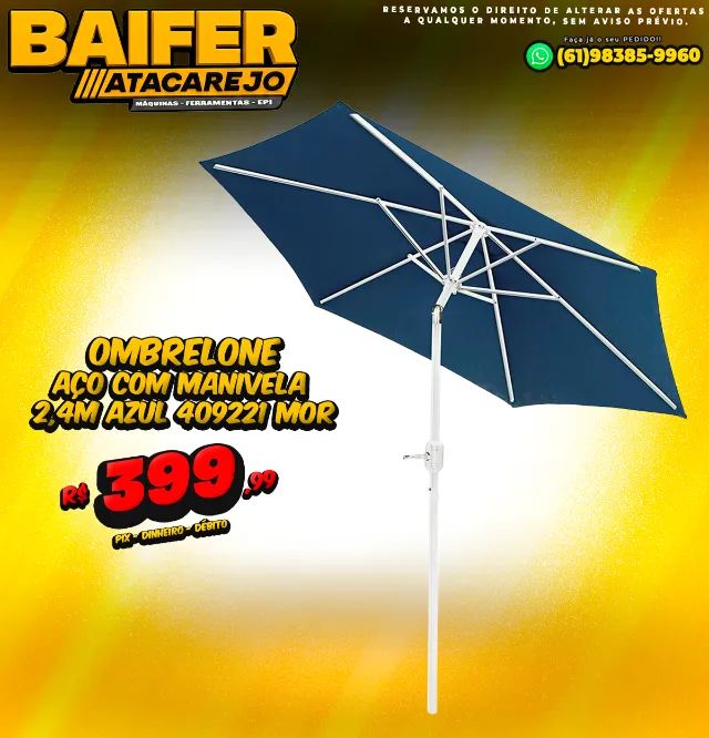 Ombrelone Aço Com Manivela 2,4M Azul 409221 Mor