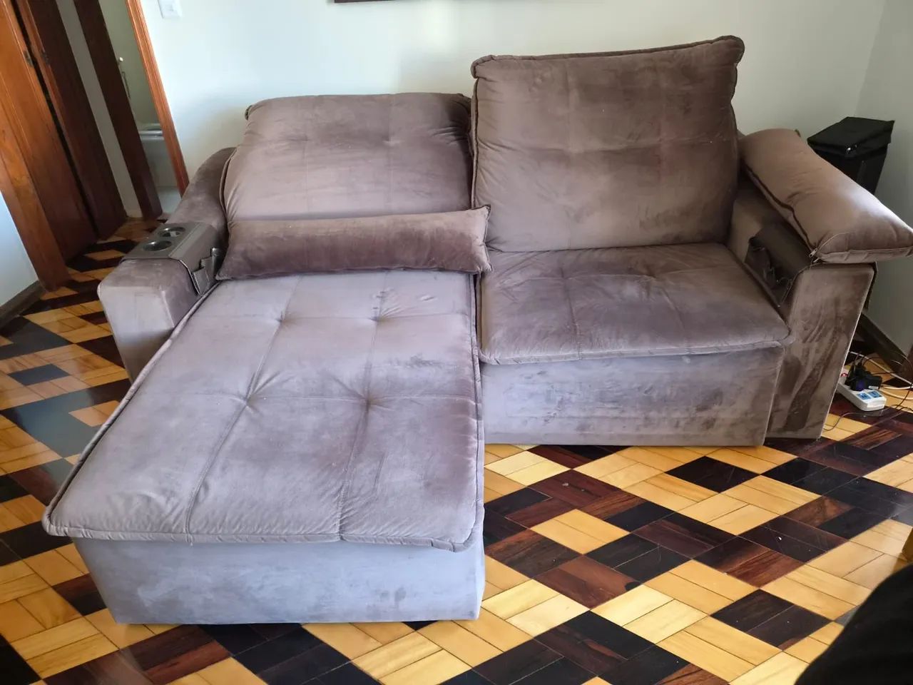 Sofá retrátil e reclináveis de 2 lugares/módulos largos suede - Foto 4