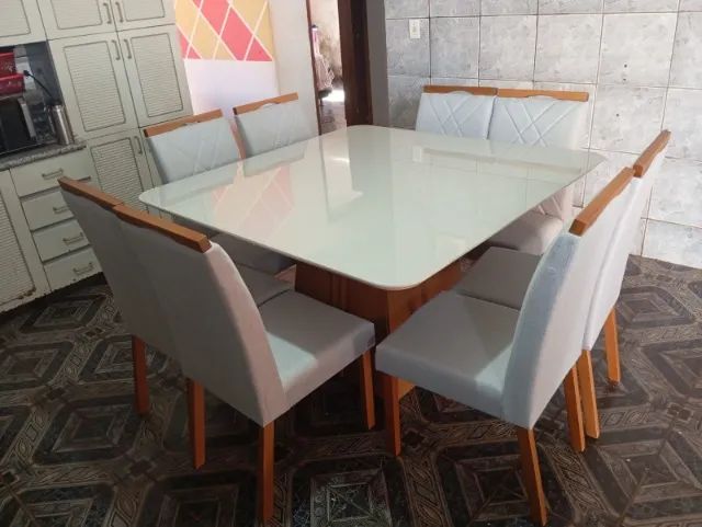 mesa de jantar 8 lugares com vidro pronta entrega  - Foto 2