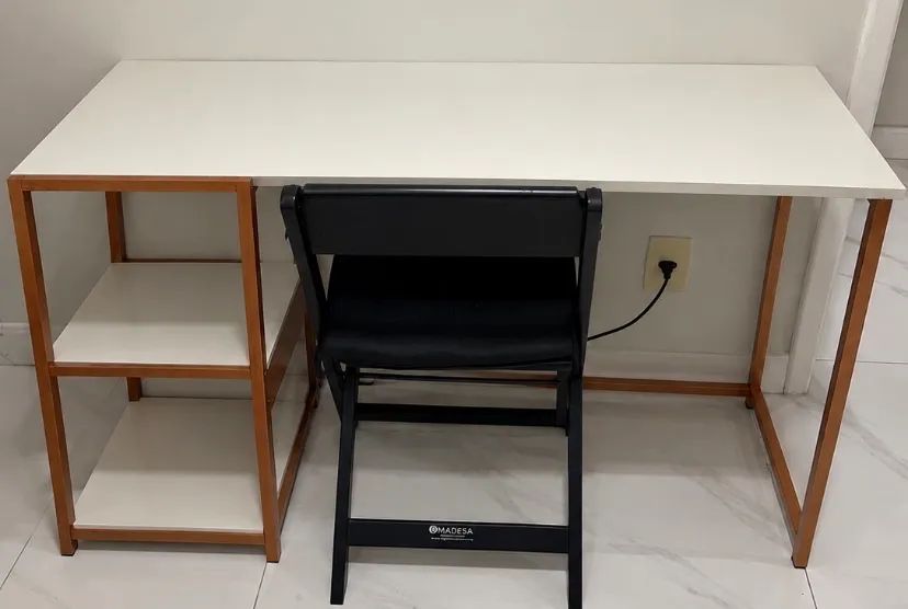 Escrivaninha com Estante Lateral (Estilo Industrial) 