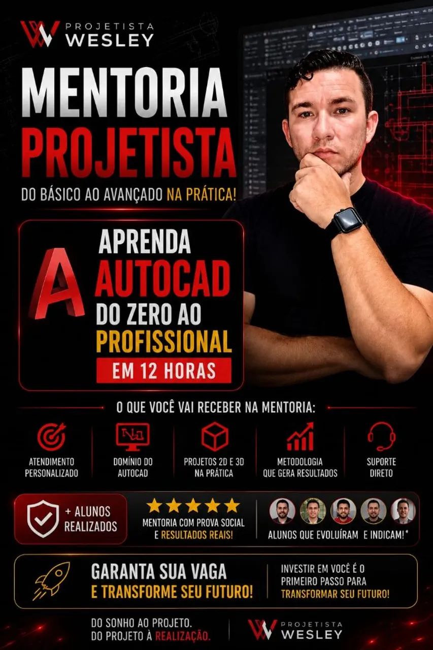 MENTORIA DE AUTOCAD 3D ? APRENDA A PROJETAR DO ZERO AO PROFISSIONAL