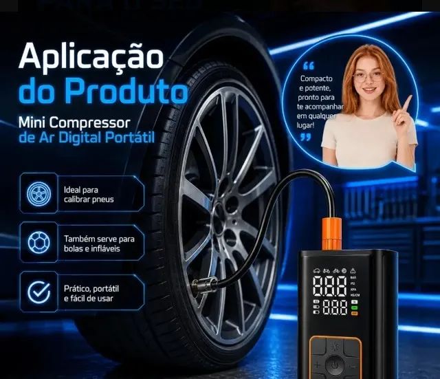 Compressor de ar digital portátil  - Foto 2