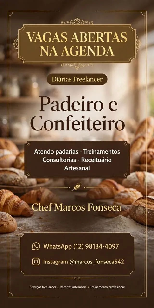 Disponível padeiro e confeiteiro 