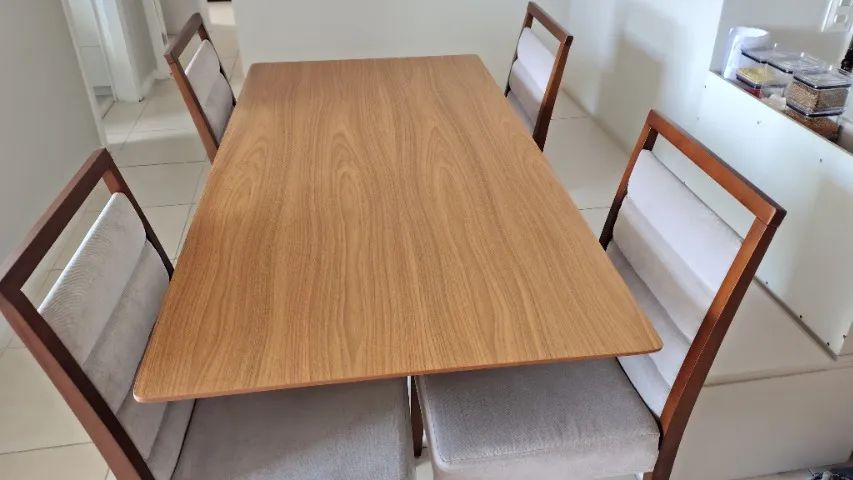 Moderna mesa Saarinen com base em epóxi retangular 04 cadeiras perfeitas  - Foto 3