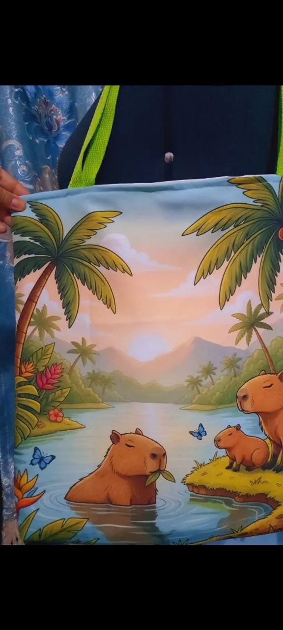 Bolsa Ecobag Artesanal grande , Capivaras - Foto 4