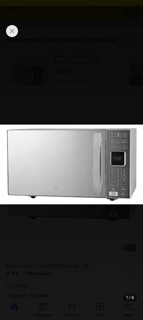 Microondas Philco espelhado