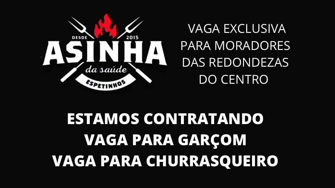 Estamos contratando garçom e churrasqueiro