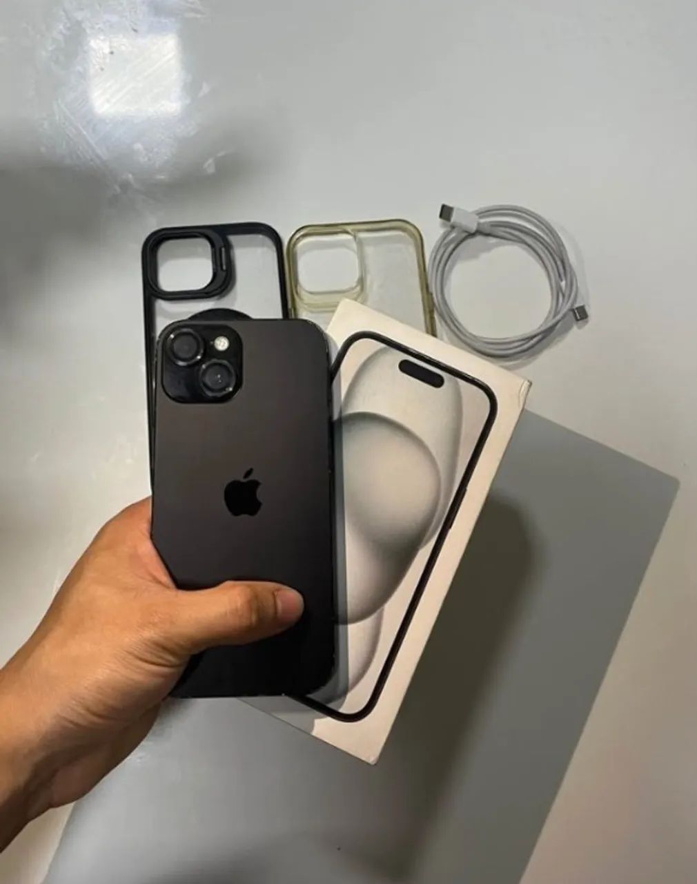 iPhone 15 Preto Completo | 2 Capinhas + Cabo + Caixa Original - Foto 2