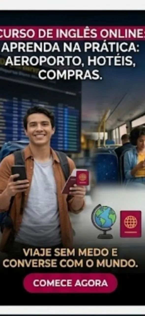 Curso de inglês 100% online - estude no seu ritmo. 