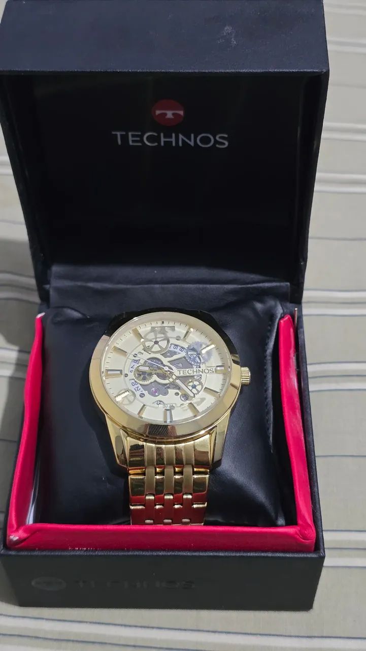 Relógio Technos 8205NQ/4X Automático Dourado Skeleton - Foto 3