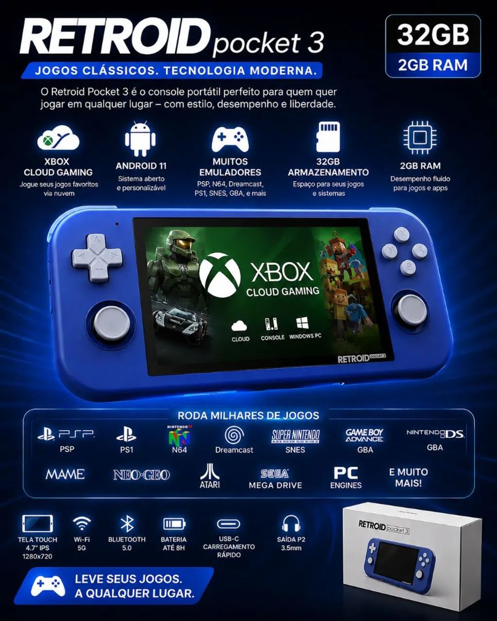 Retroid Pocket 3 com Sistema Android - Consoles de Vídeo Game