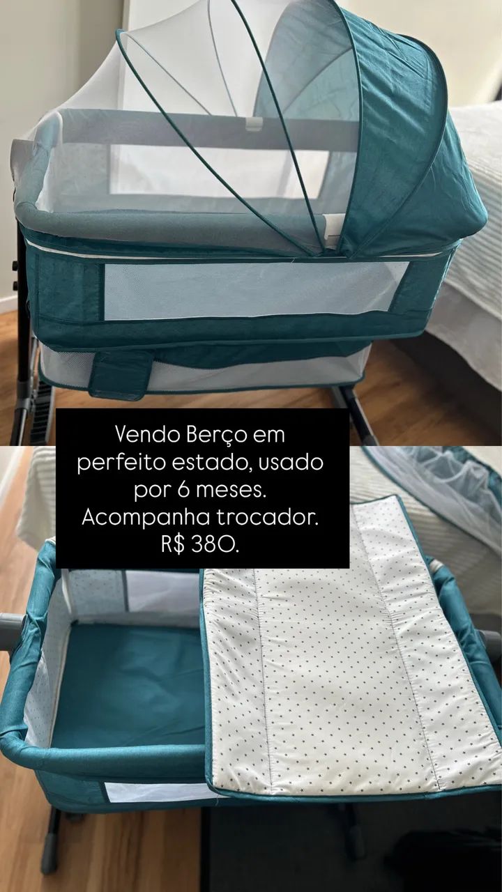 Berço portátil com rodinha e função balanço.  - Foto 4