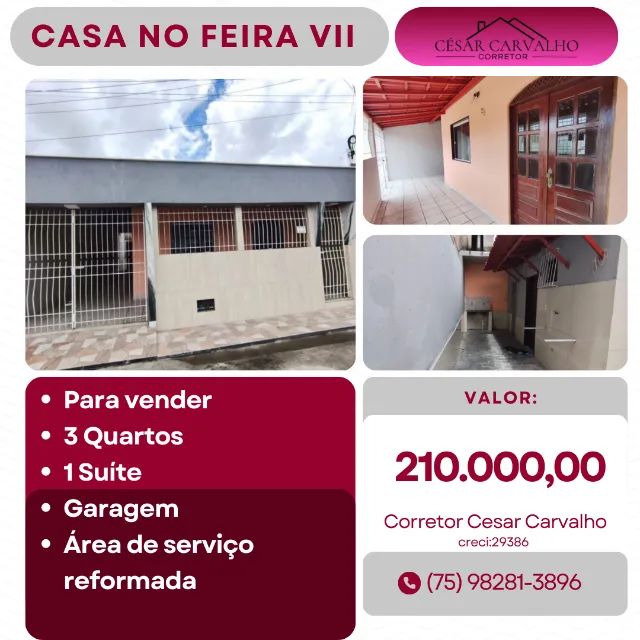 CASA NO FEIRA VII - PARA VENDER