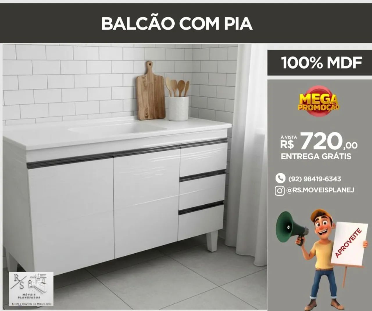 Balcão com pia inox  - Foto 3