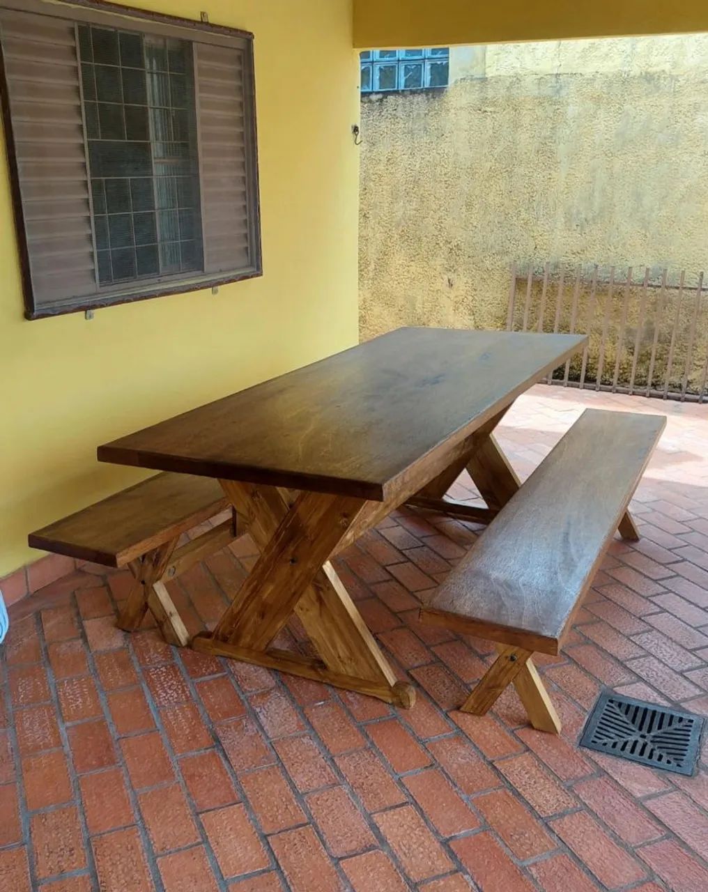Mesa naval 2.20 x 80 com 2 bancos 