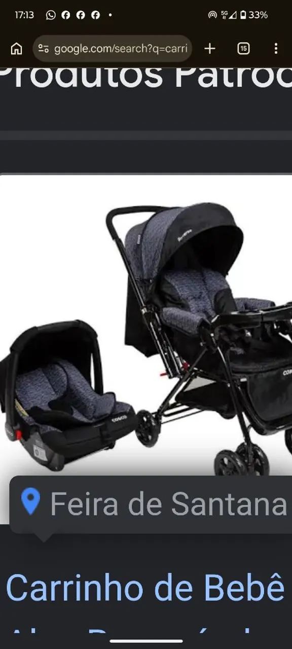 Carrinho de bebê com bb conforto 
