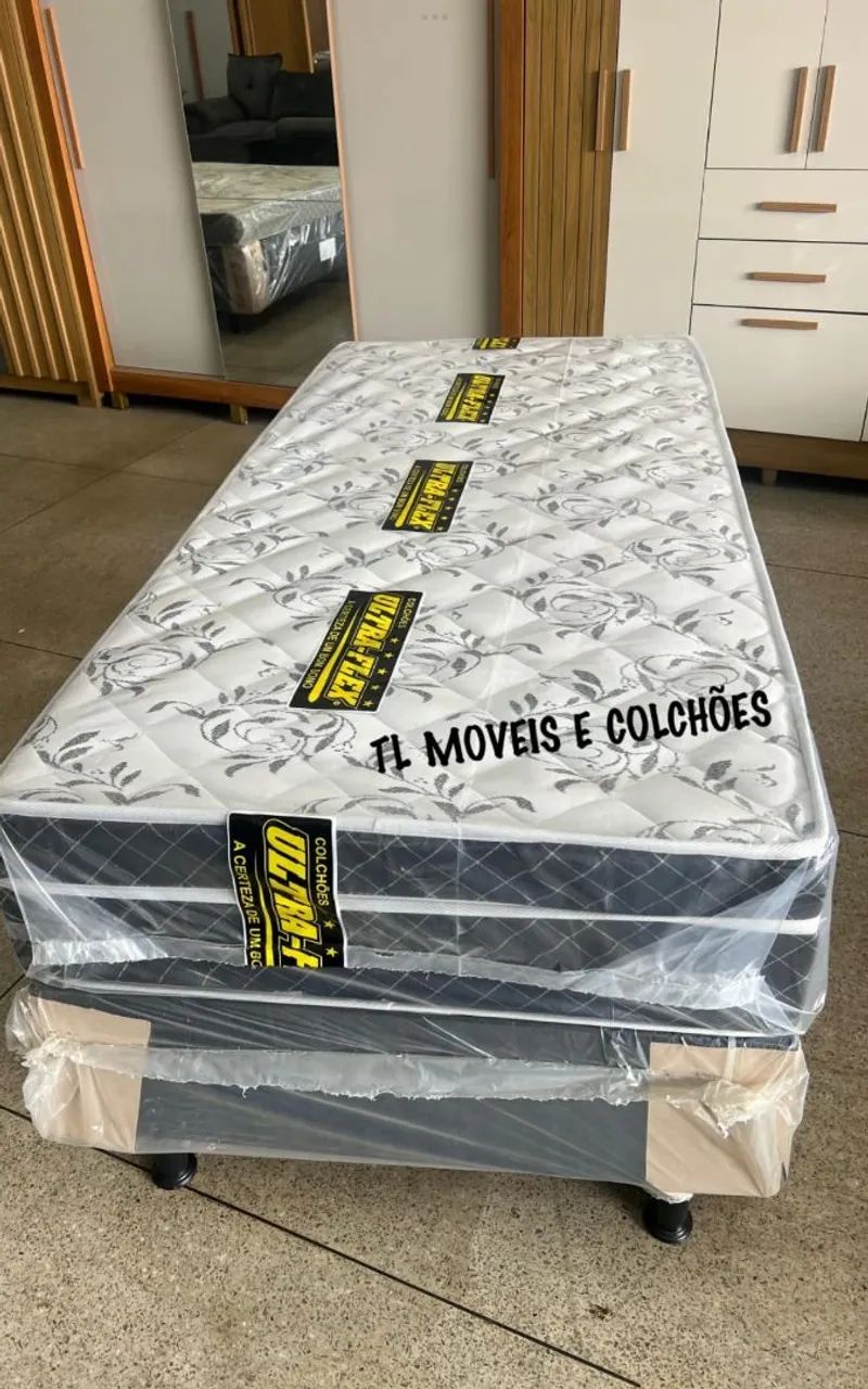 Colchão solteiro molas ensacadas mais base box 