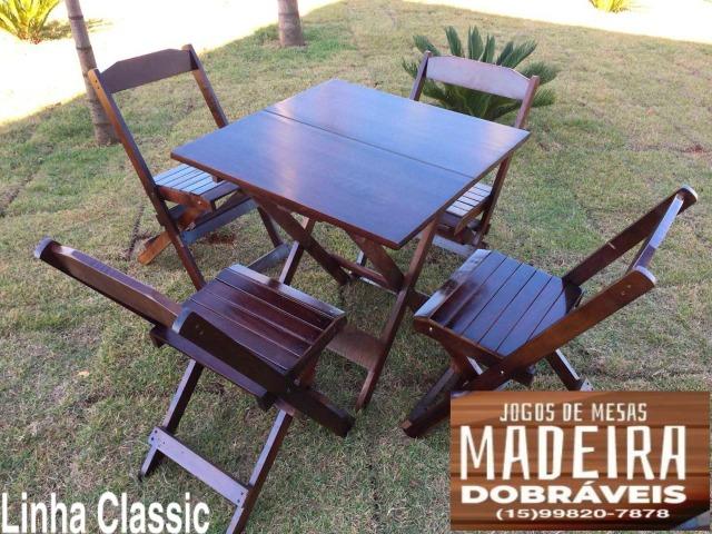 Mesas e cadeiras de madeira dobráveis 70x70 - 120x70 e Bistrô! Novos com garantia!!
