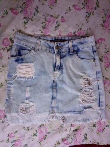 Bazar - Saia Jeans Feminina (número 34)