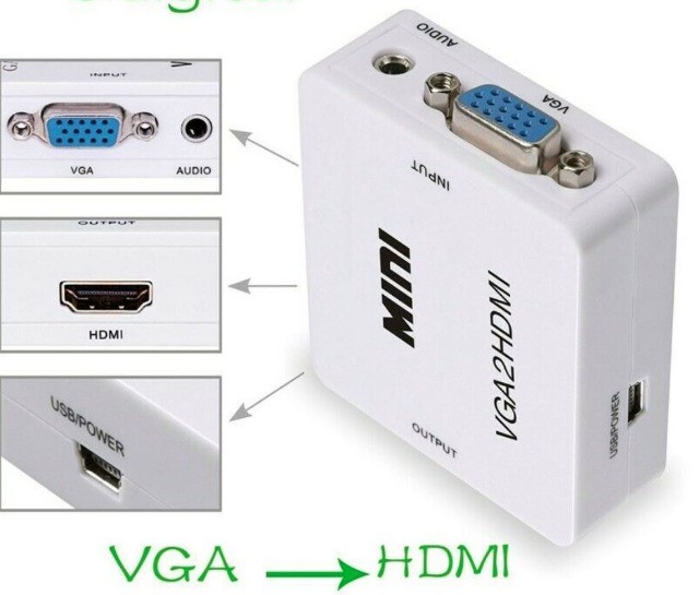 Adaptador Hdmi Para Vga com Porta de Audio  Arduino Automação Robotica COD-CP379 