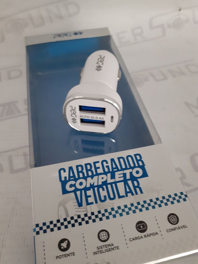 Fonte carregador veicular  para celular. Com 2 entradas usb. Novo.