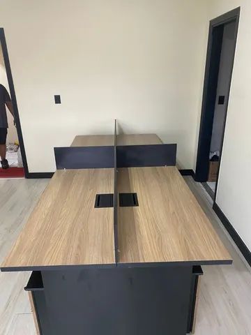 ESTAÇÃO DE TRABALHO RETA 4 POSIÇÕES+ 4 GAVETEIROS REFORMADOS****LEIA A DESCRIÇÃO**** - Foto 3