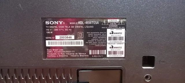 Tv Sony KDL 46W705A com defeito na tela. Para retirada de peças.