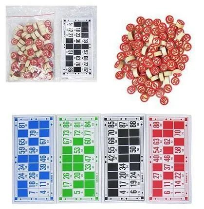 Bingo Jogo Kit 138pçs Ns-1308 Cartela Madeira E Papel