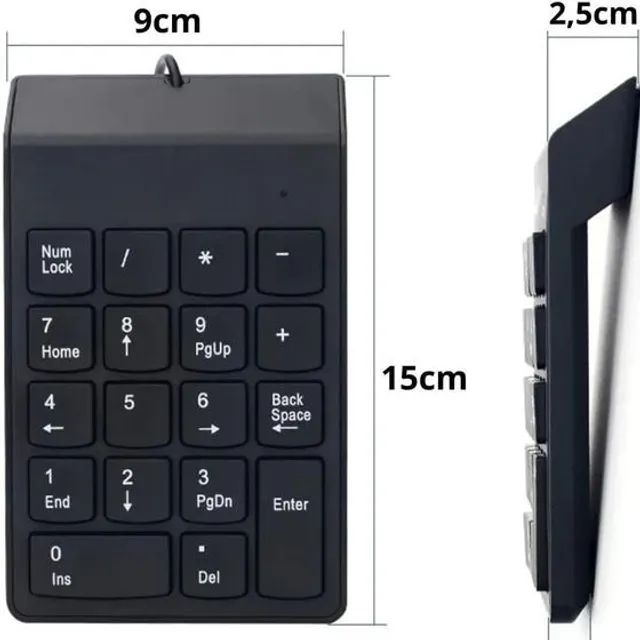 Mini Teclado Numérico Com Fio Usb Calculadora P/ Pc Notebook - Foto 2