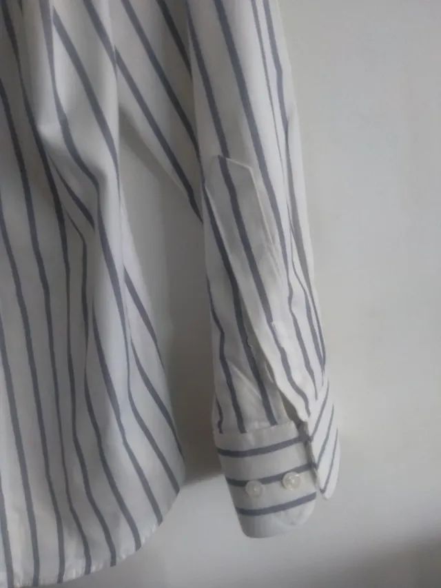 Camisa algodão Luigi, branca listras cinza, 4 - Foto 5