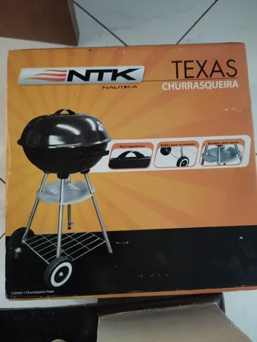 Churrasqueira Portátil Carvão Texas Nautika com Rodinhas e Grelha para  Camping Preto