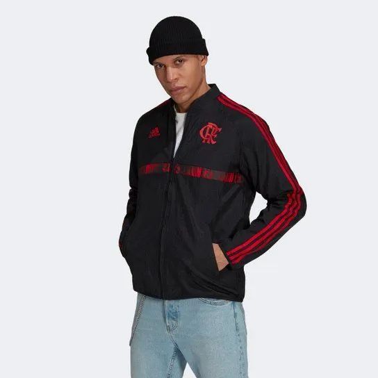 Jaqueta Flamengo 21/22 Icon Adidas Masculina - Preto+Vermelho - Foto 2