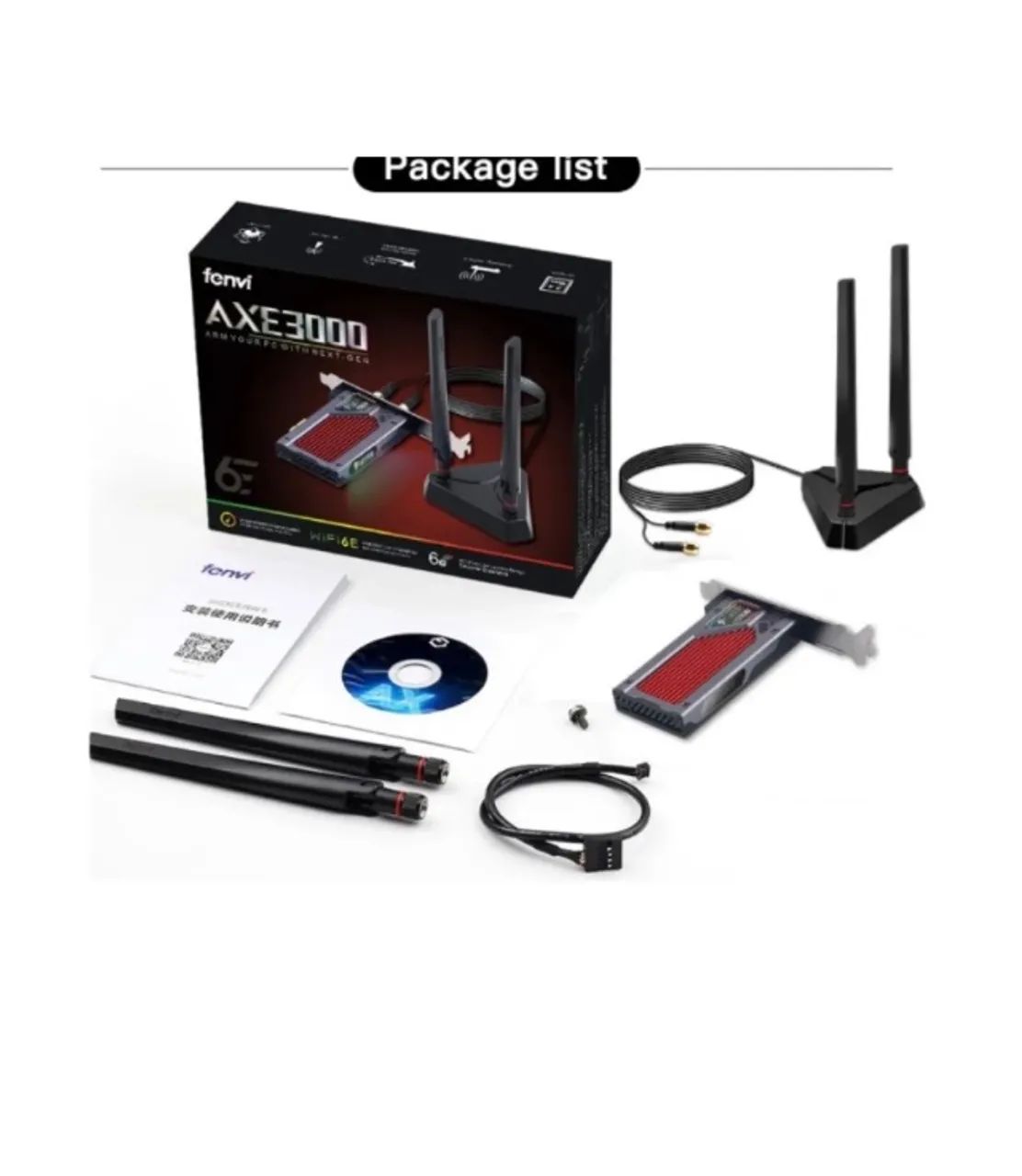 Placa FENVI AXE3000RGB WI-FI 6E , BLUETOOTH 5.3