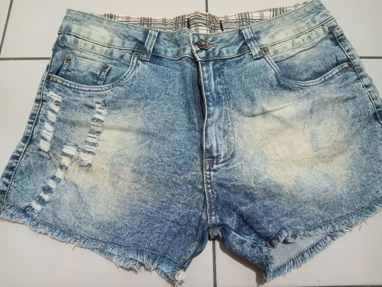 Shorts Jeans Destroyed Feminino
