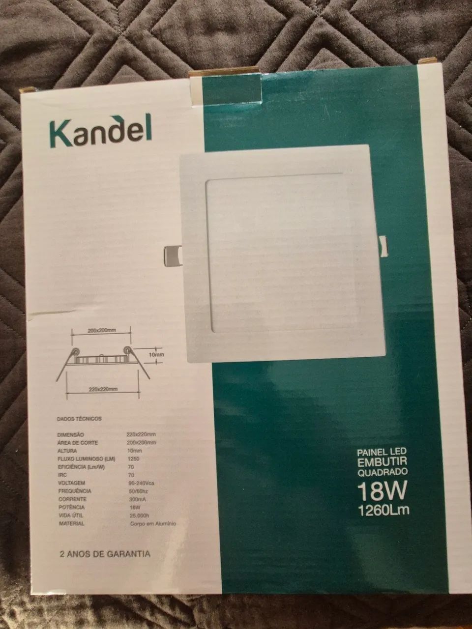 Painel LED Embutir Quadrado 18W 3000K - Foto 2