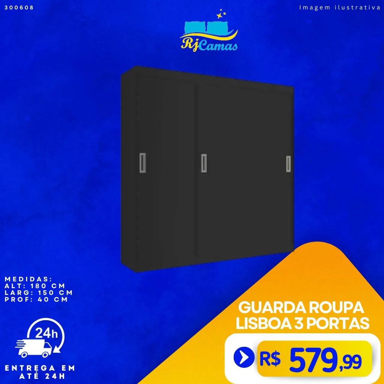 Guarda-Roupa Lisboa 3 Portas - Frete Grátis