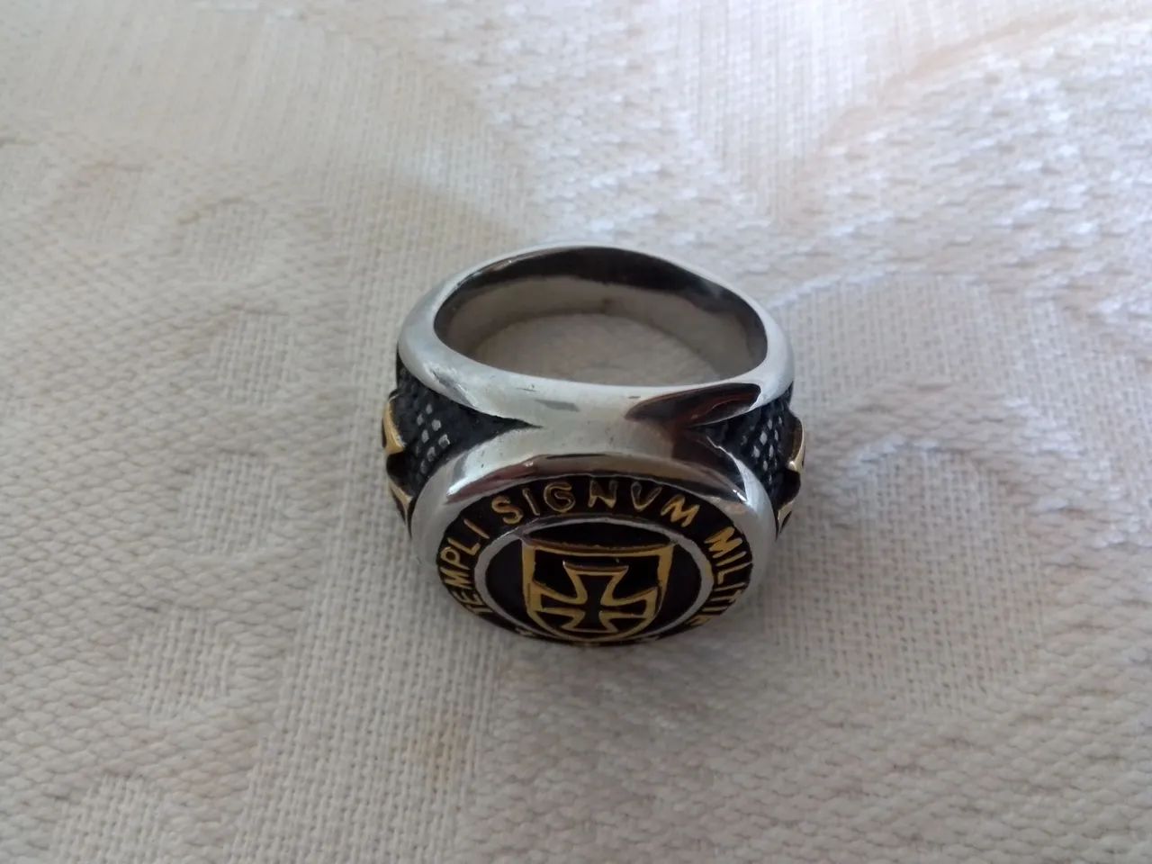 Anel de Aço Inoxidável com Cruz Templária - Foto 4
