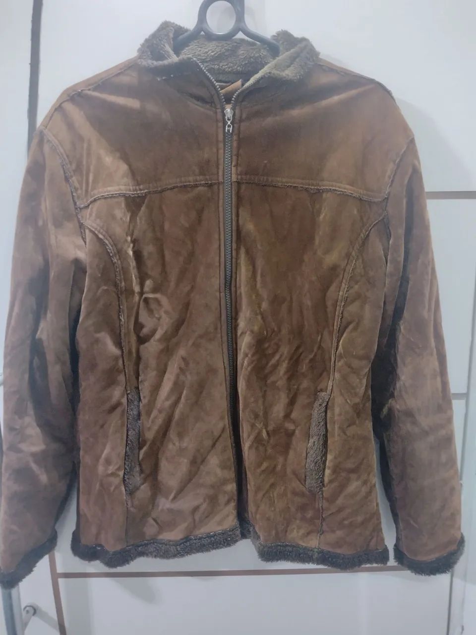 Casaco de frio bege/marrom Tam G  - Foto 3
