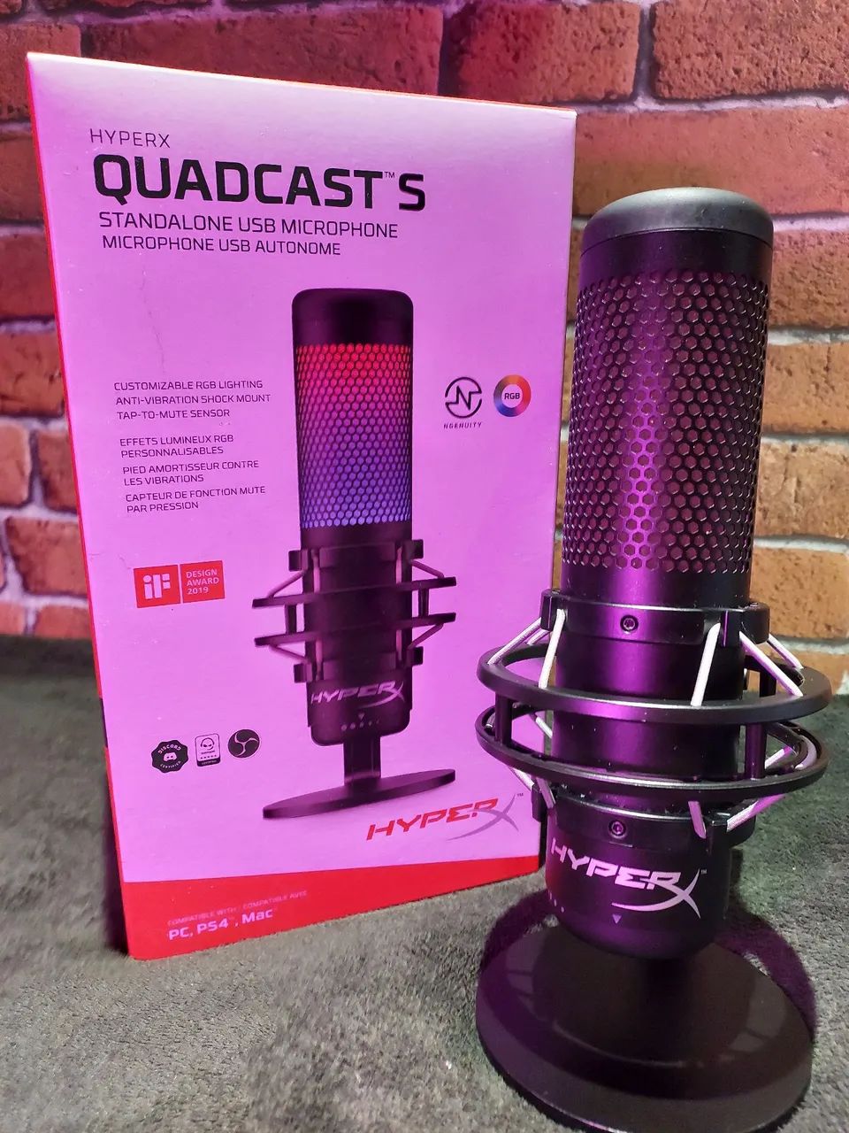 HyperX QuadCast S - Microfone USB Gamer RGB