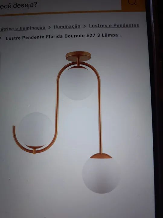 Lustre pendente Flórida Dourado e 27 