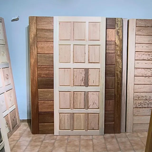 Porta Retangular de Madeira Maciça 70, 80 e 90 cm Externa Entrada Madeira Mista