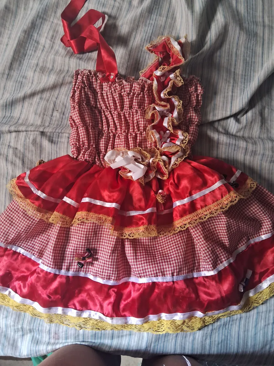 Vestido Infantil Vermelho e Xadrez