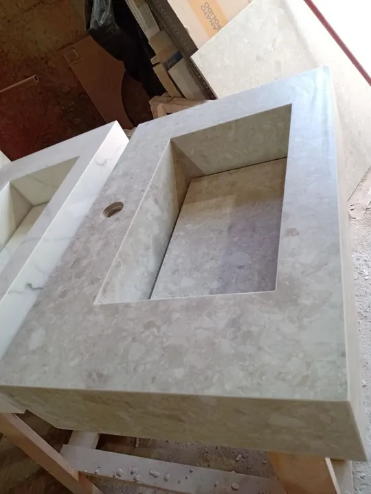 Cuba para banheiro em porcelanato travertino