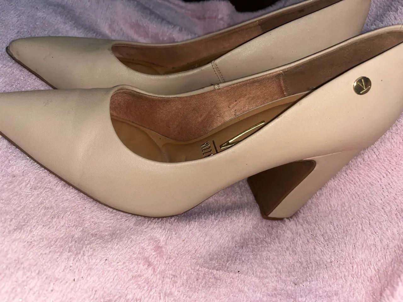 Sapato Scarpin Vizzano Salto Grosso Sapato Bege Salto Alto Sapatos