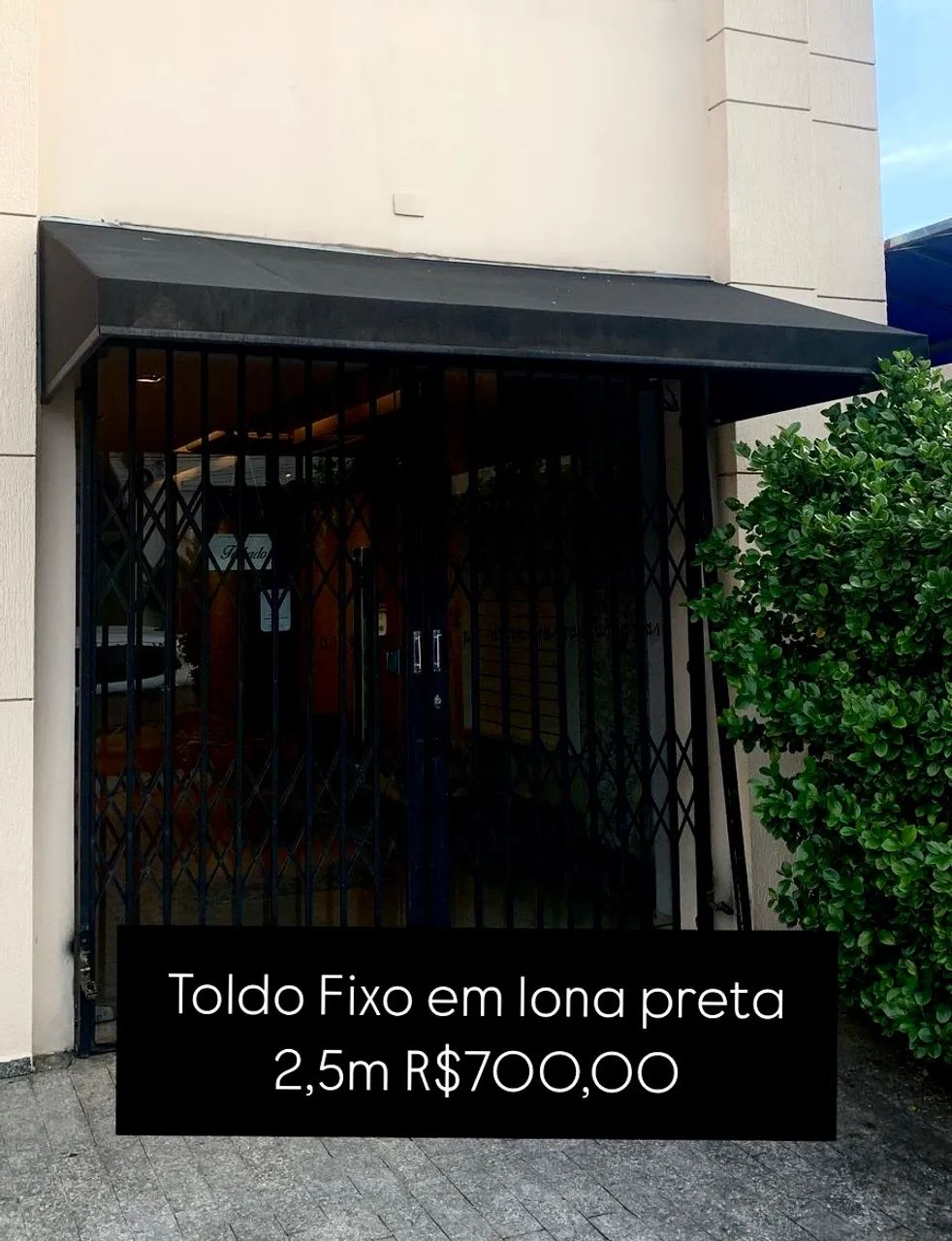 Toldo Fixo em Lona Preta 2,5m - Usado